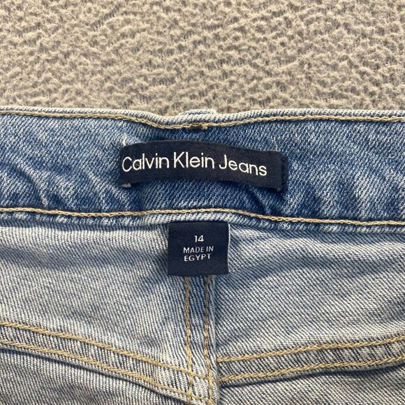 Calvin Klein Jeans Women Size 14 Blue Denim Cotton Straight Leg Workwear Stretch - Picture 3 of 10